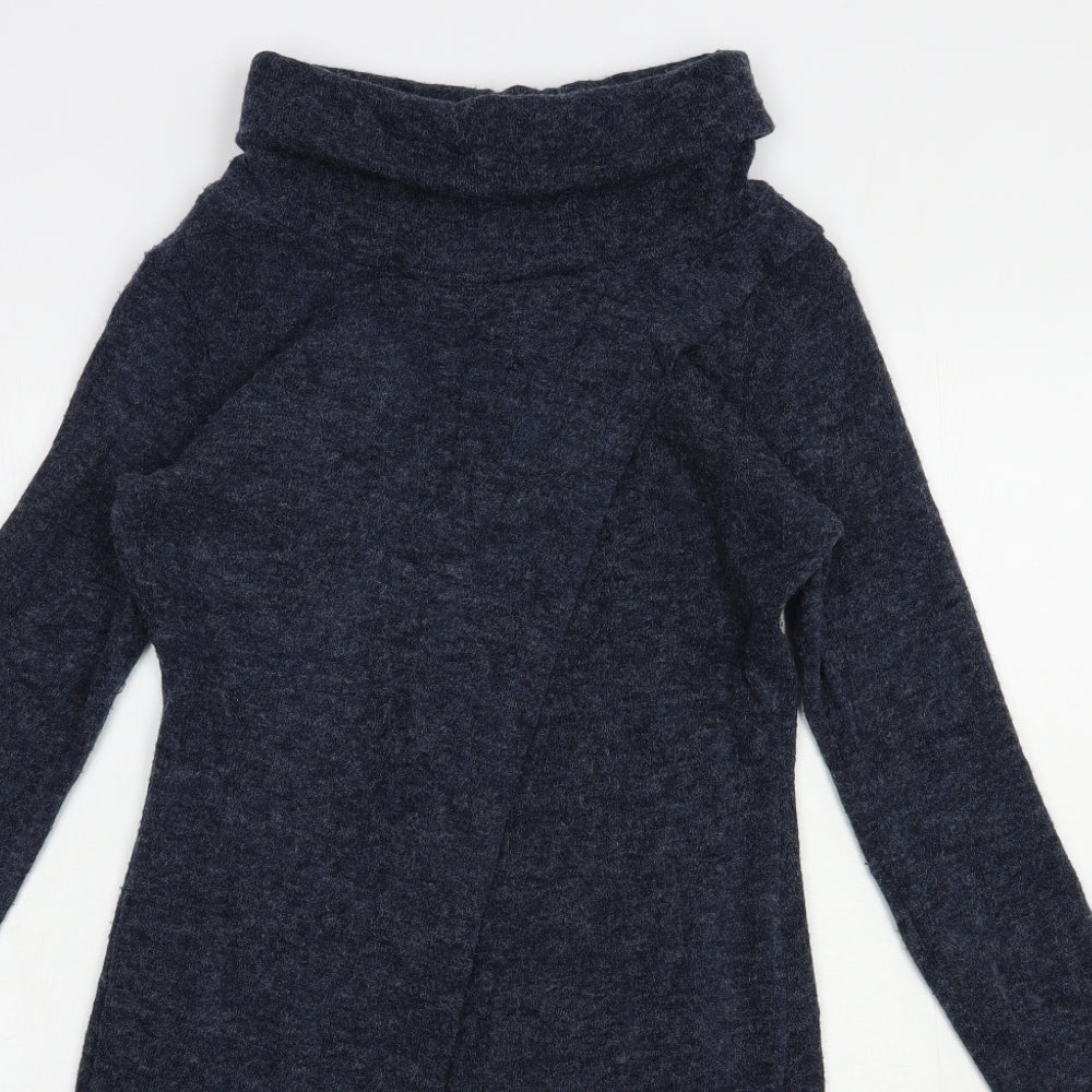Lily & Me Womens Blue Roll Neck  Acrylic Tunic Jumper Size 8