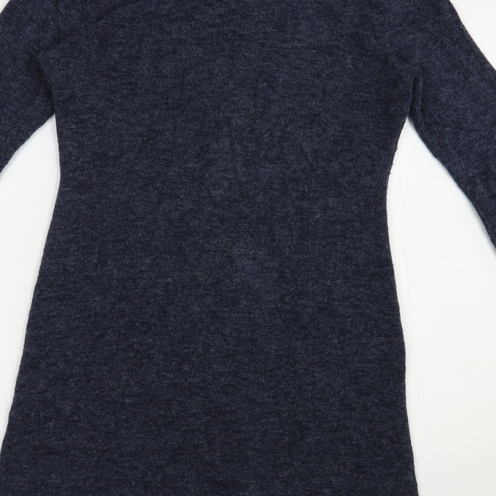Lily & Me Womens Blue Roll Neck  Acrylic Tunic Jumper Size 8