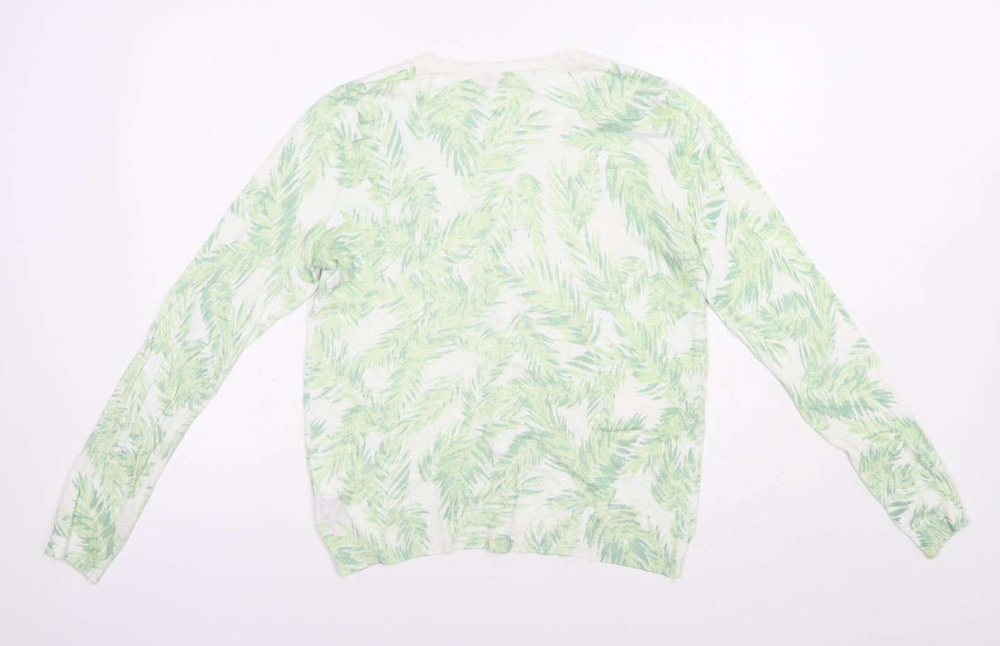 Marks and Spencer Womens Green Crew Neck Floral Viscose Cardigan Jumper Size 12