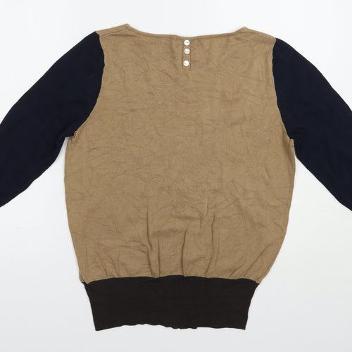 Nrxt Womens Beige Boat Neck  Cotton Pullover Jumper Size 14