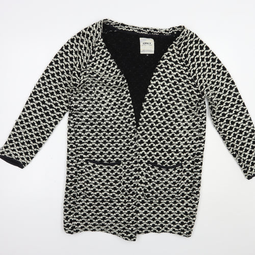 Only Womens Black V-Neck Geometric Acrylic Cardigan Jumper Size M