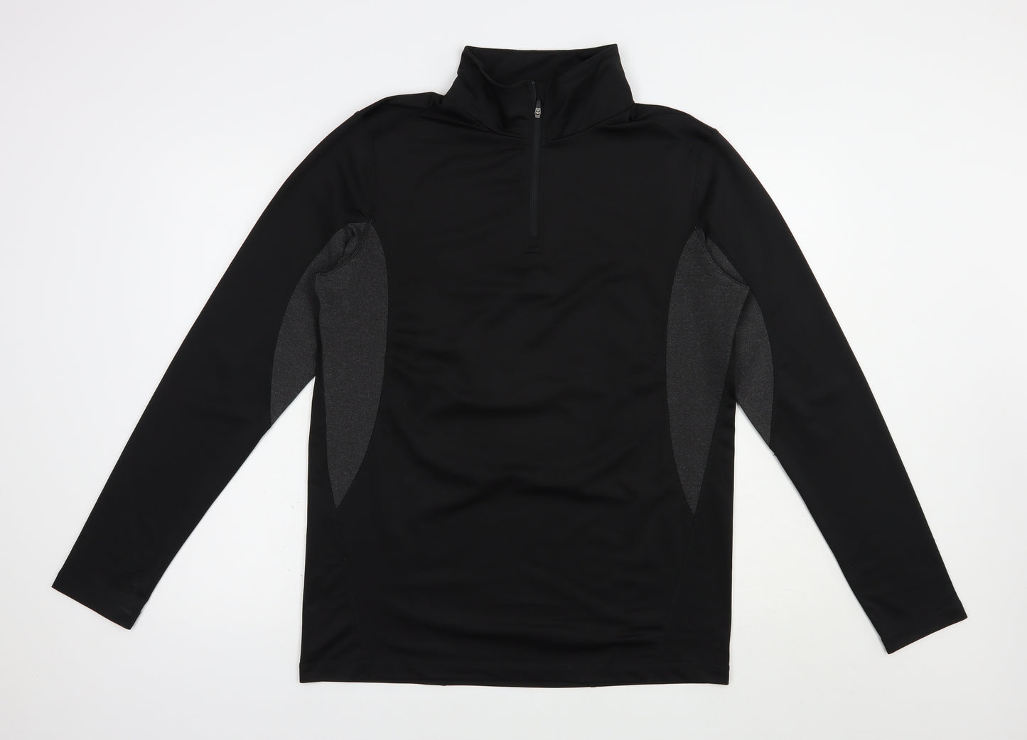 Preworn Womens Black  Polyester Pullover Casual Size L High Neck Zip