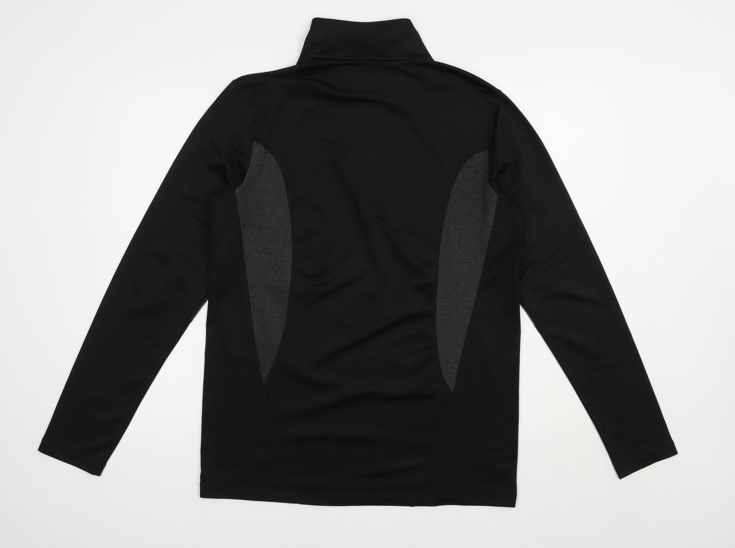 Preworn Womens Black  Polyester Pullover Casual Size L High Neck Zip
