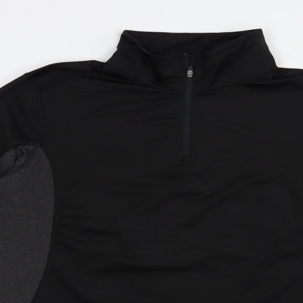 Preworn Womens Black  Polyester Pullover Casual Size L High Neck Zip