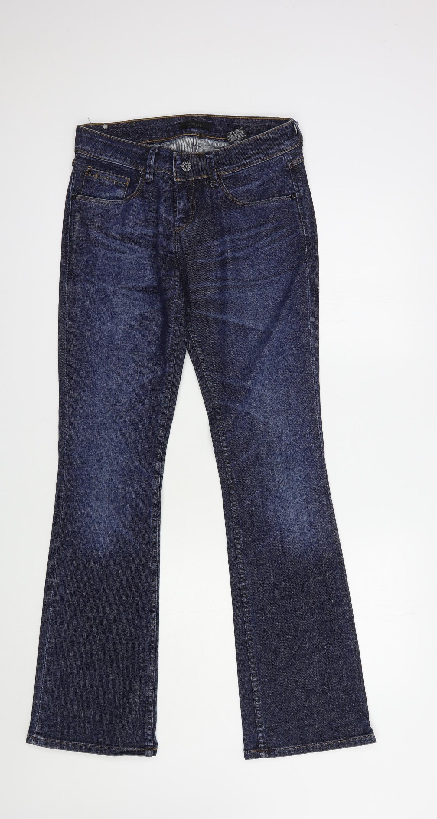 Firetrap Womens Blue  Cotton Bootcut Jeans Size 27 in L32 in Regular Button