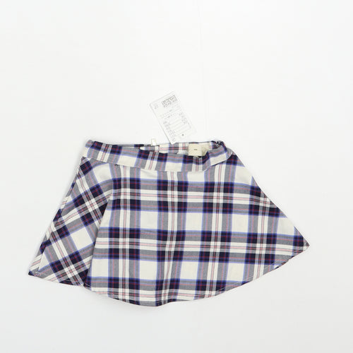 H&M Girls Blue Plaid Polyester Skater Skirt Size 2-3 Years  Regular
