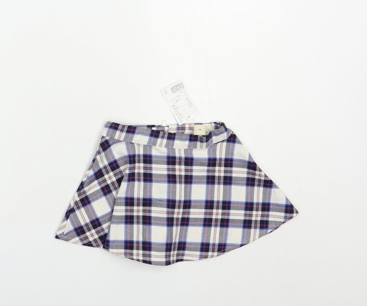 H&M Girls Blue Plaid Polyester Skater Skirt Size 2-3 Years Regular
