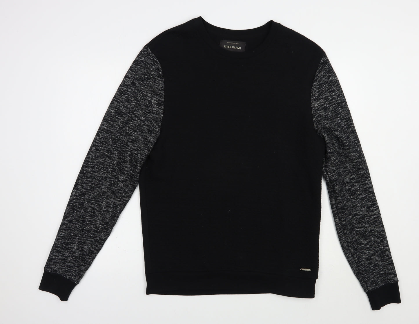 River Island Mens Black  Cotton Pullover Sweatshirt Size M