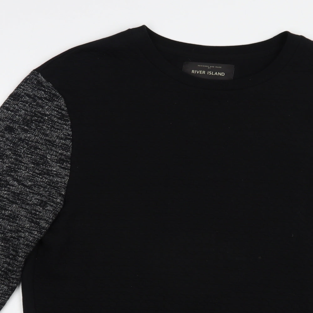 River Island Mens Black  Cotton Pullover Sweatshirt Size M