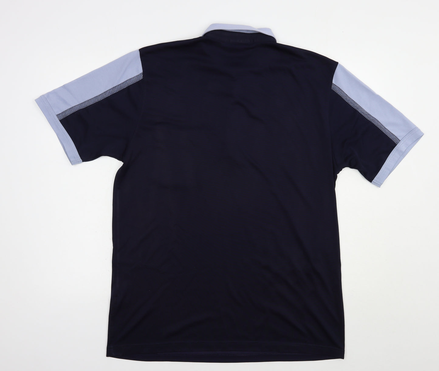 Carabou Mens Blue  Polyester  Polo Size L Collared Button