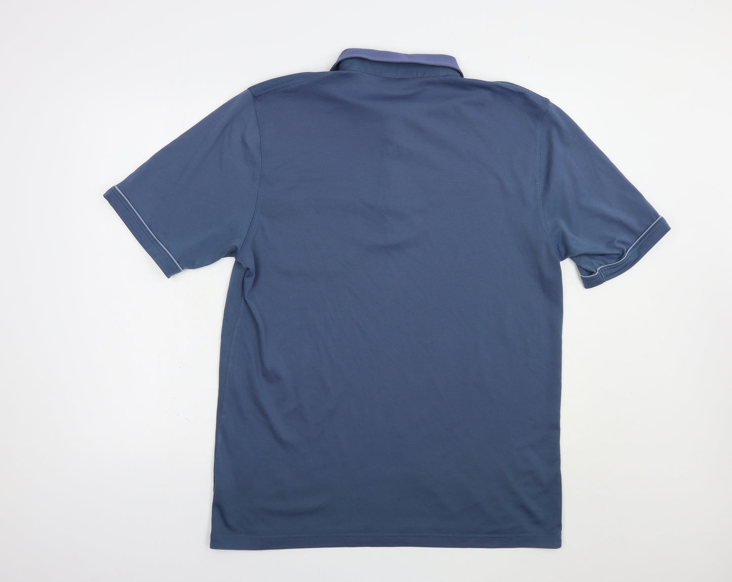 Tom Hagan Mens Blue  Polyester  Polo Size L Collared Button
