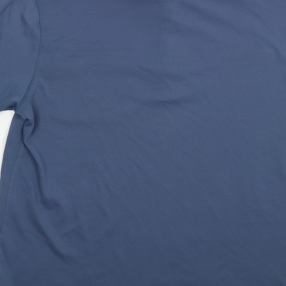 Tom Hagan Mens Blue  Polyester  Polo Size L Collared Button