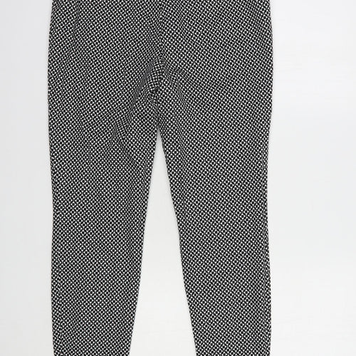 New Look Womens Black Floral Cotton Chino Trousers Size 10 L28 in Regular Hook & Eye