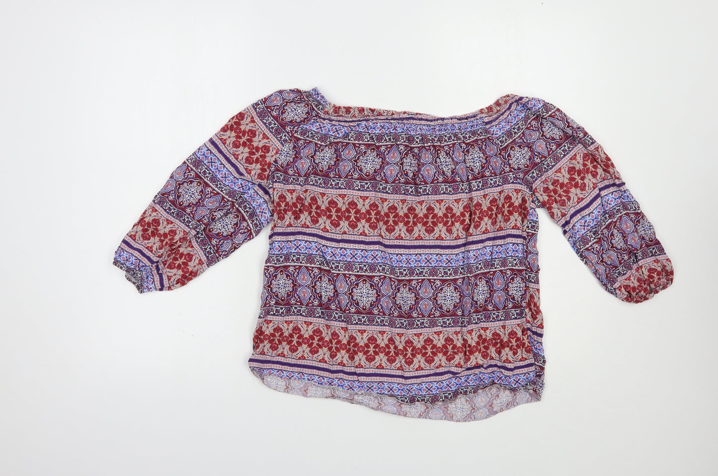 New Look Womens Multicoloured Paisley Viscose Basic Blouse Size 12 Off the Shoulder