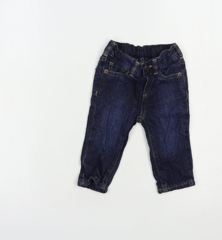 Gap Baby Blue  Cotton Jogger Jeans Size 3-6 Months  Button