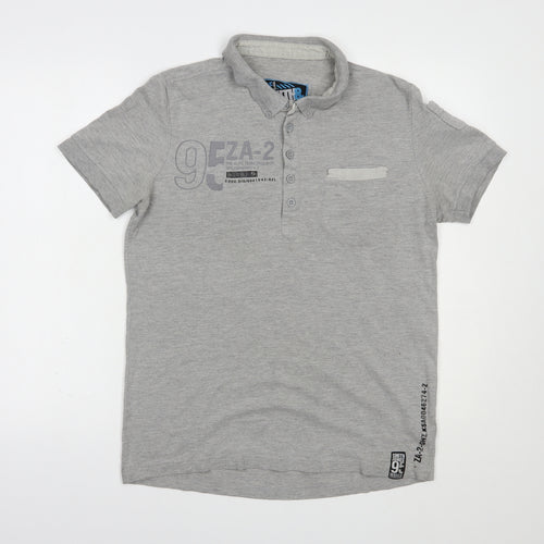 Smith & Jones Mens Grey  Cotton  Polo Size M Collared Button