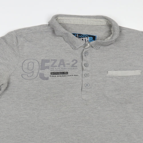 Smith & Jones Mens Grey  Cotton  Polo Size M Collared Button