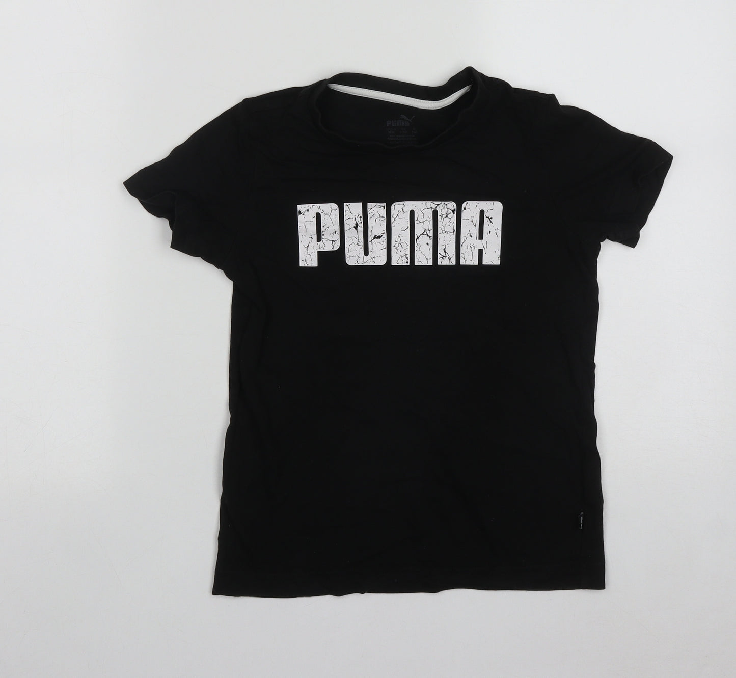 PUMA Boys Black  Cotton Basic T-Shirt Size 9-10 Years Round Neck