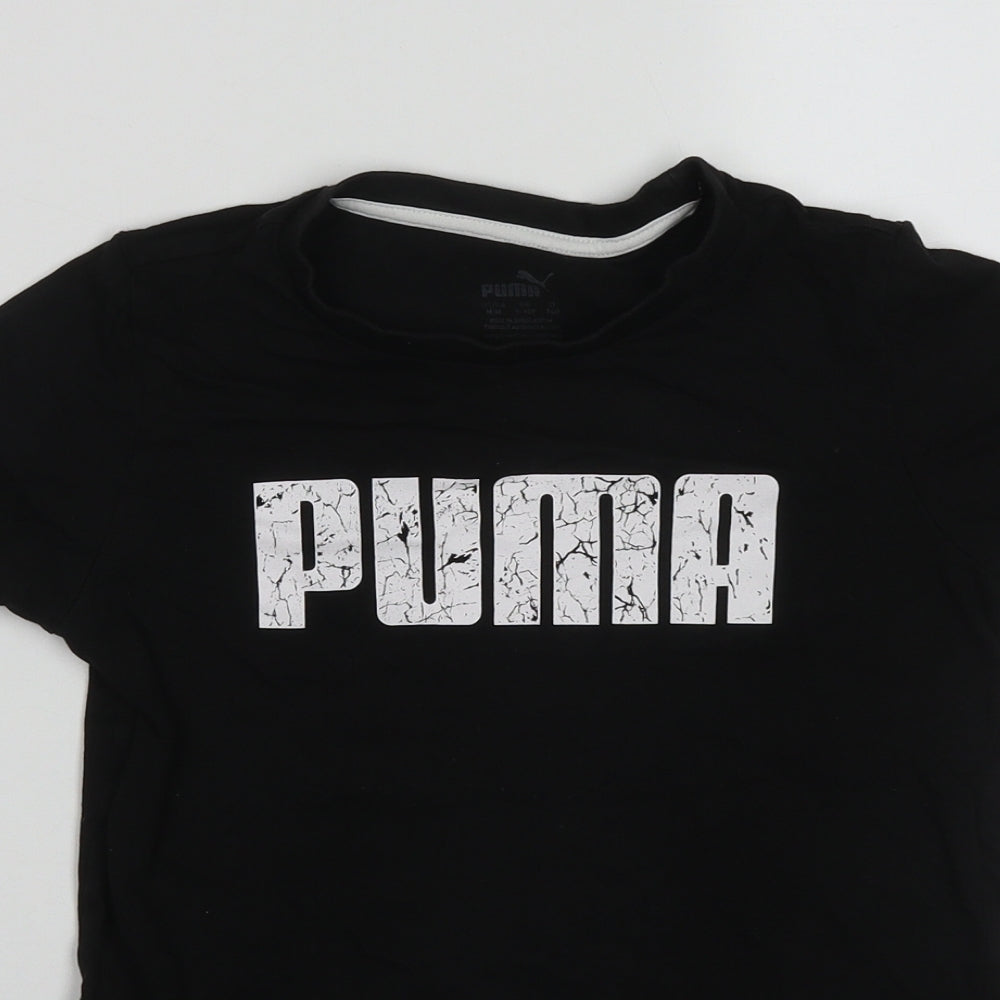 PUMA Boys Black  Cotton Basic T-Shirt Size 9-10 Years Round Neck