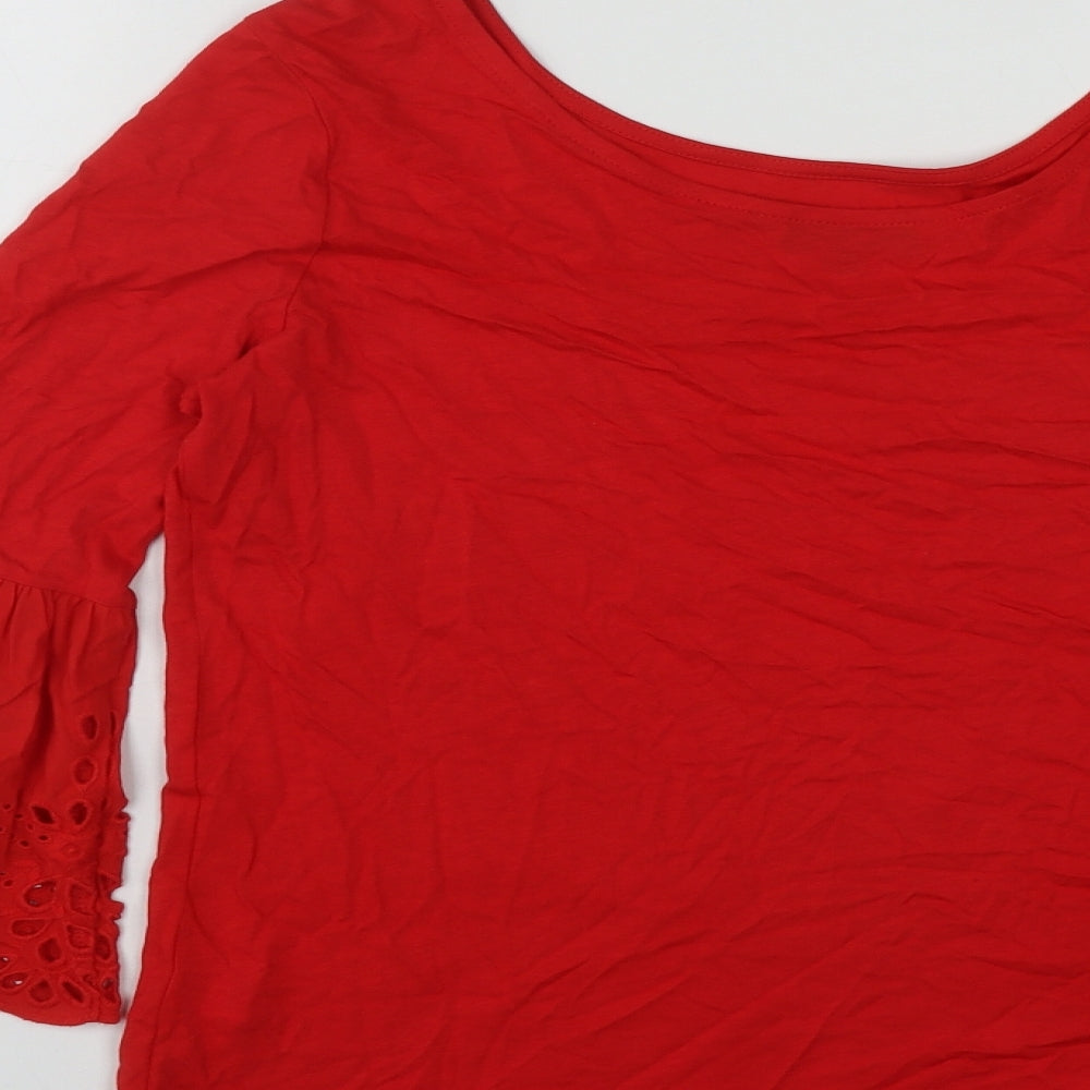 F&F Womens Red  Cotton Basic Blouse Size 10 Scoop Neck