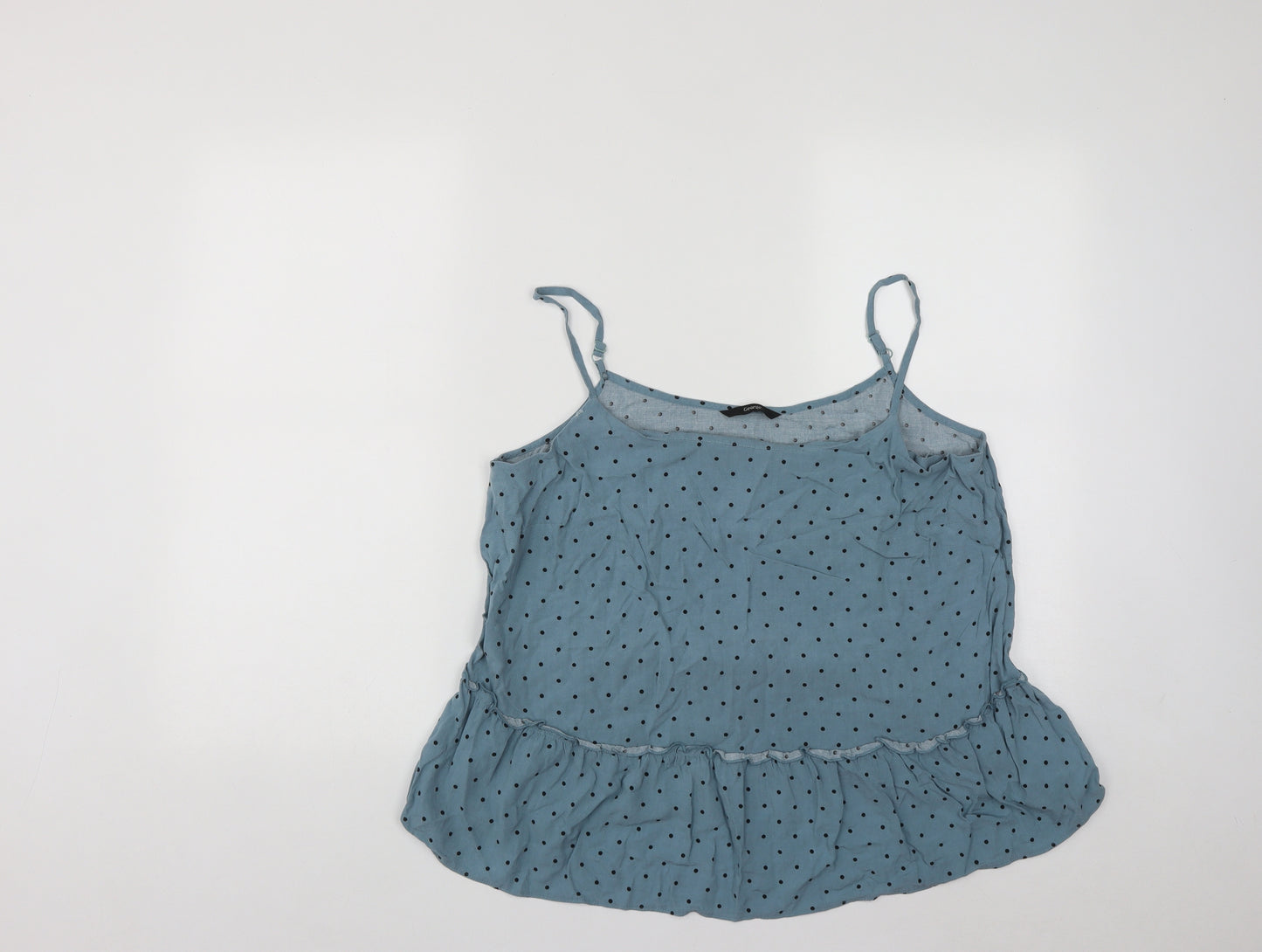 George Womens Blue Polka Dot Viscose Basic Tank Size 14 Scoop Neck