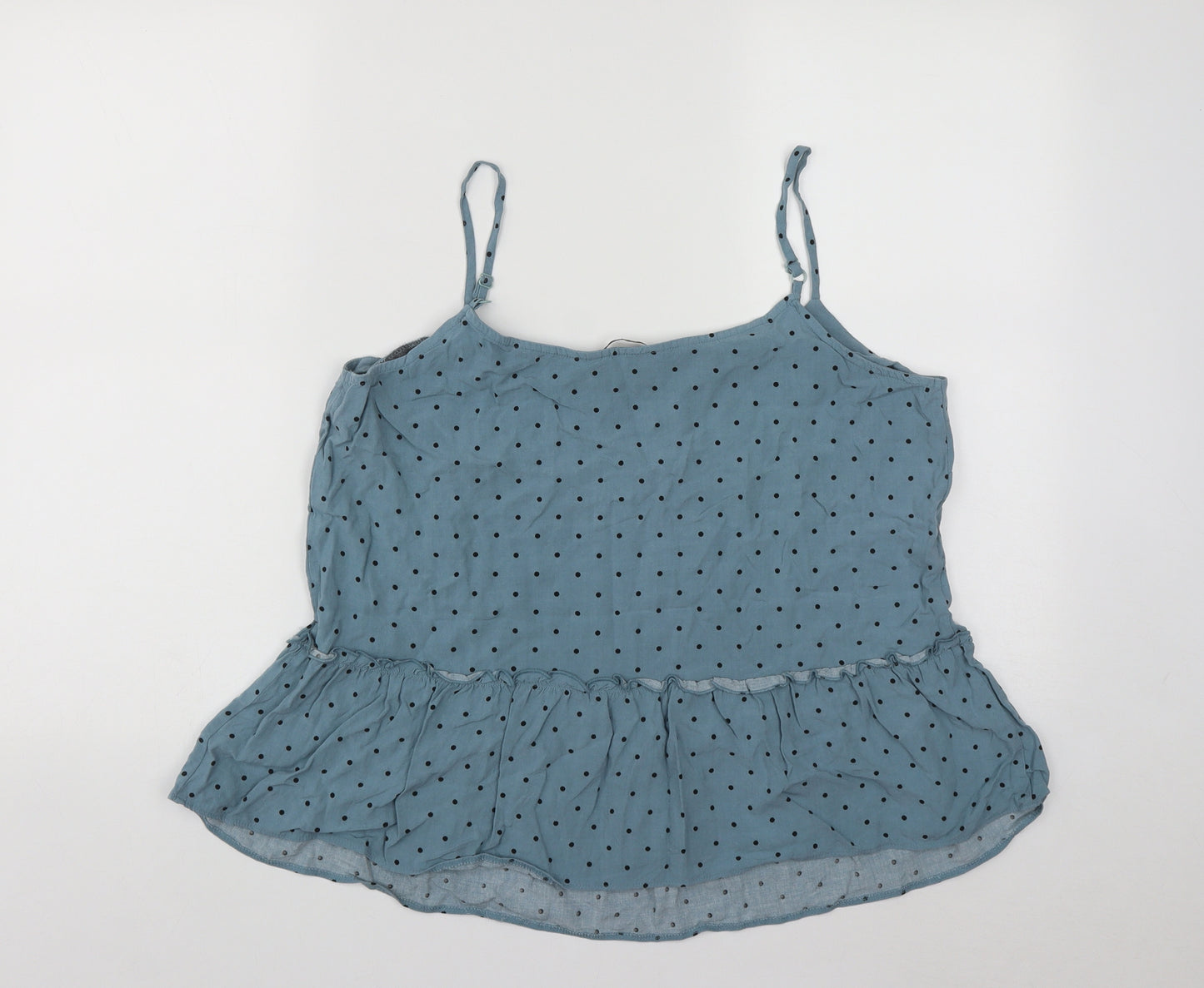 George Womens Blue Polka Dot Viscose Basic Tank Size 14 Scoop Neck