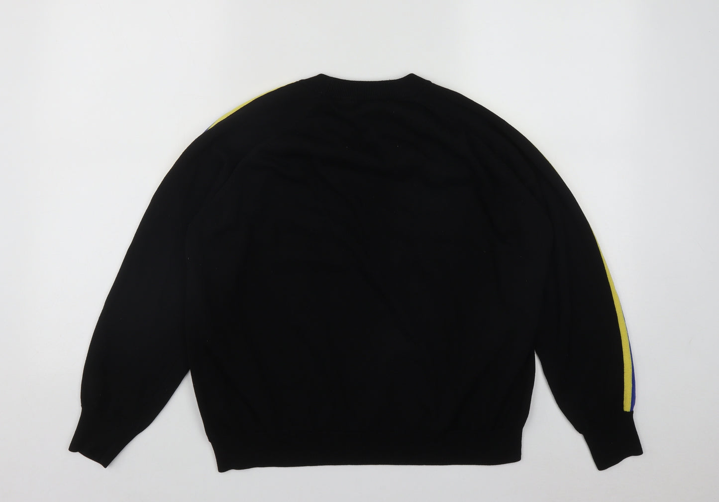 NEXT Womens Black Round Neck Striped Polyester Pullover Jumper Size L