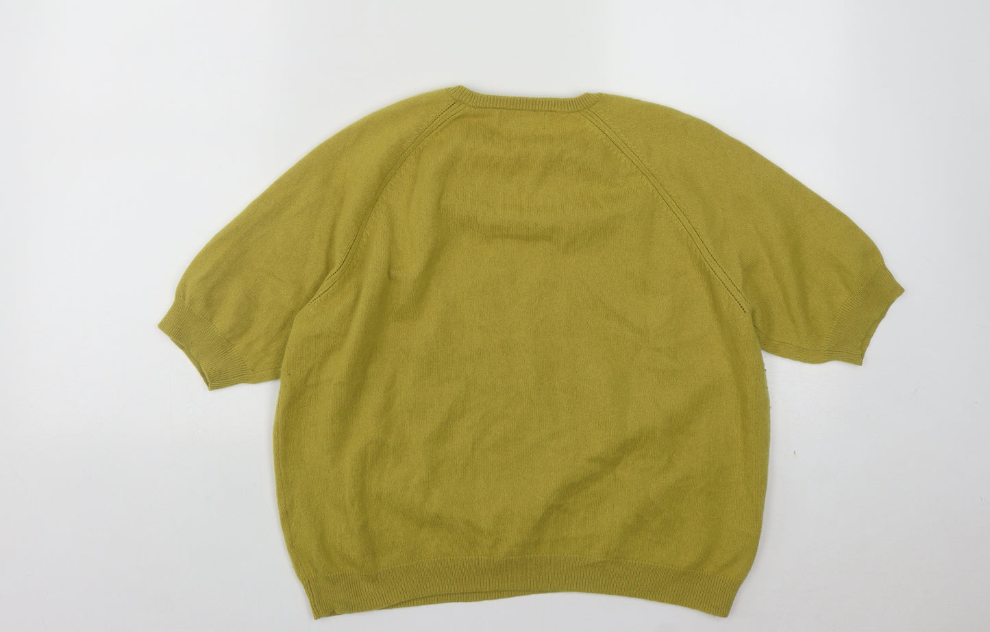 Marks and Spencer Womens Yellow Round Neck  Cashmere Pullover Jumper Size 14