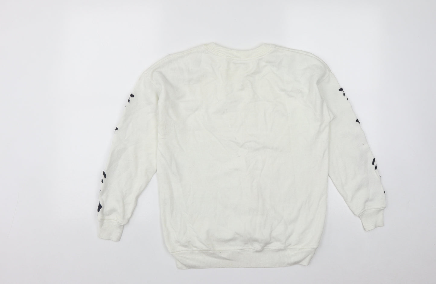 Mint Velvet Womens White Round Neck Geometric Polyamide Pullover Jumper Size 10