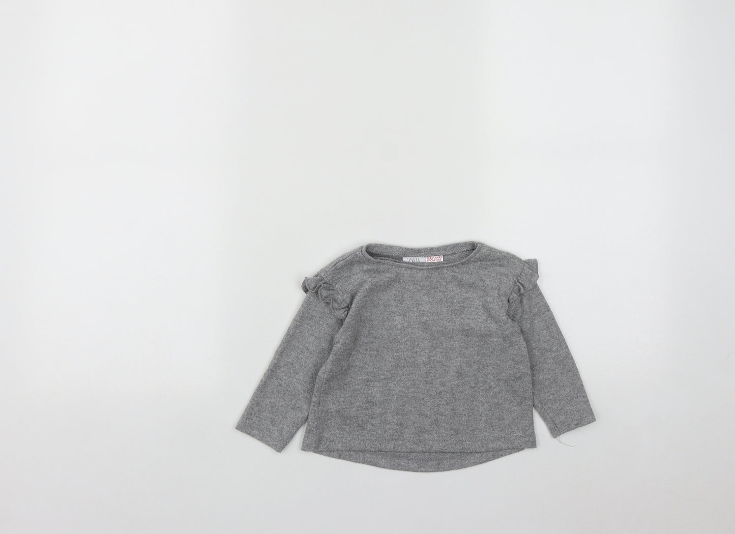 Zara Girls Grey  Cotton Pullover Jumper Size 6-9 Months