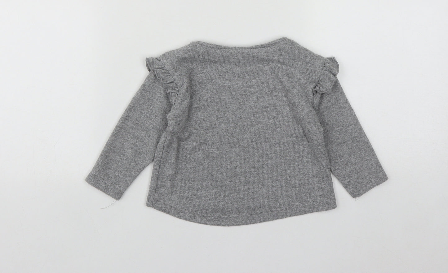 Zara Girls Grey  Cotton Pullover Jumper Size 6-9 Months