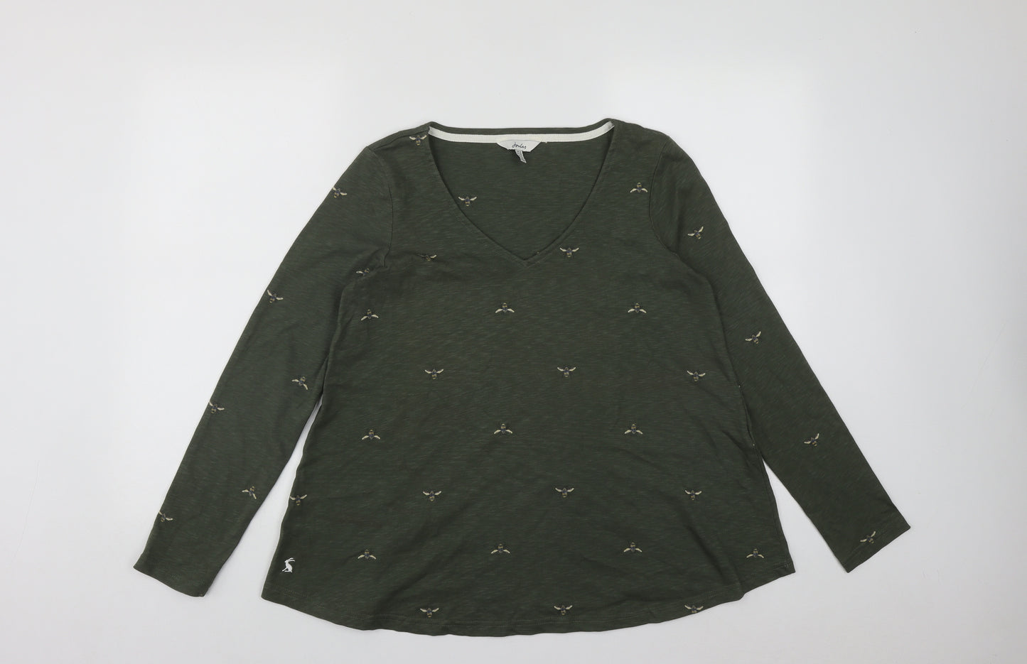 Joules Womens Green  Cotton Basic Blouse Size 8 Round Neck - Bumble Bee