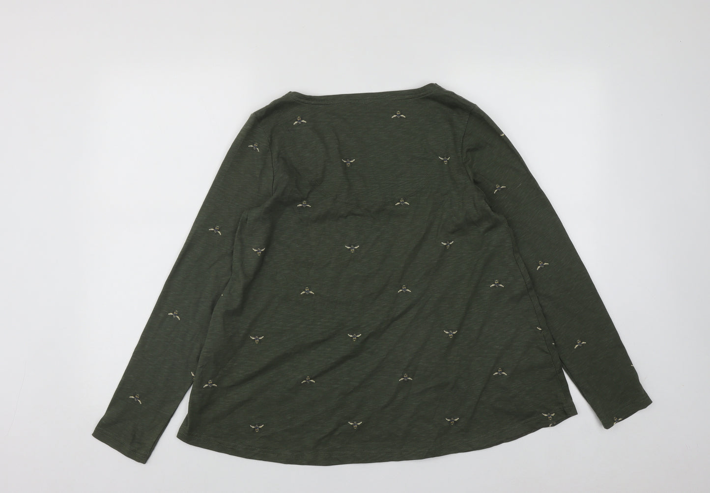 Joules Womens Green  Cotton Basic Blouse Size 8 Round Neck - Bumble Bee