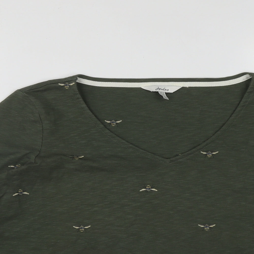 Joules Womens Green  Cotton Basic Blouse Size 8 Round Neck - Bumble Bee