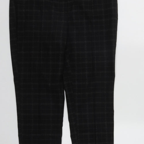 MNG Womens Black Plaid Polyester Trousers  Size 14 L27 in Regular Zip