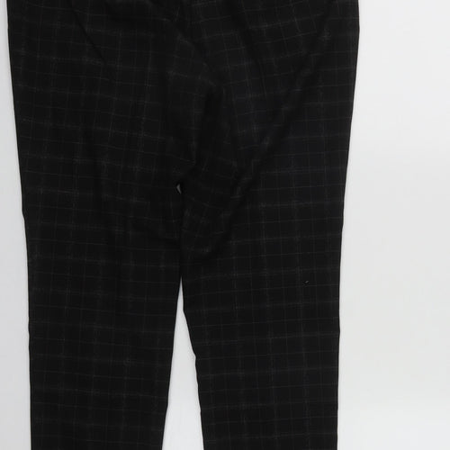 MNG Womens Black Plaid Polyester Trousers  Size 14 L27 in Regular Zip
