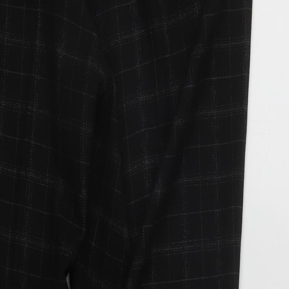 MNG Womens Black Plaid Polyester Trousers  Size 14 L27 in Regular Zip