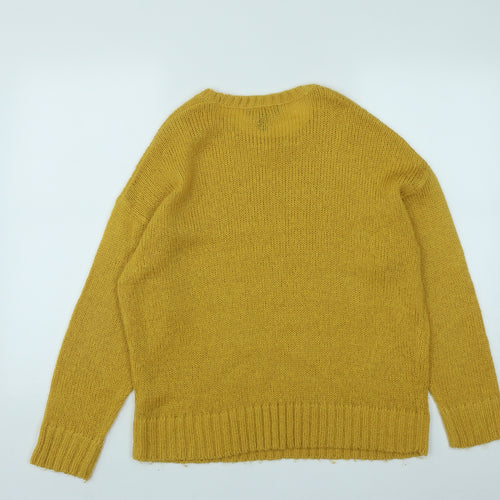 New Look Womens Yellow Round Neck  Acrylic Pullover Jumper Size S