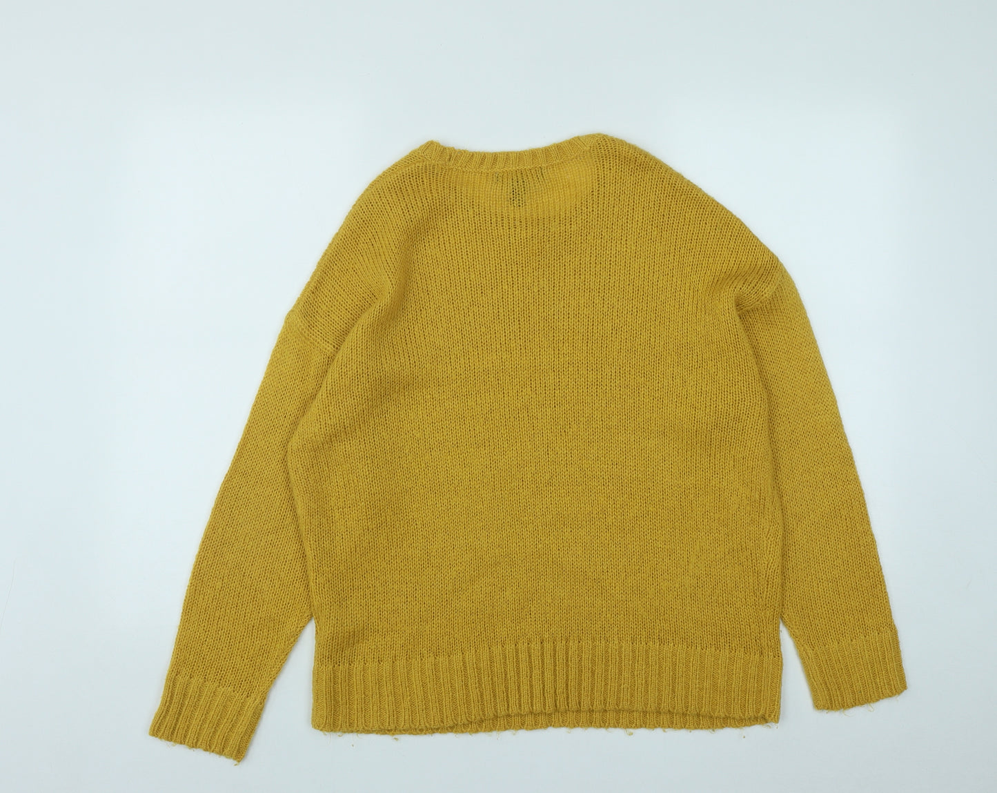 New Look Womens Yellow Round Neck  Acrylic Pullover Jumper Size S