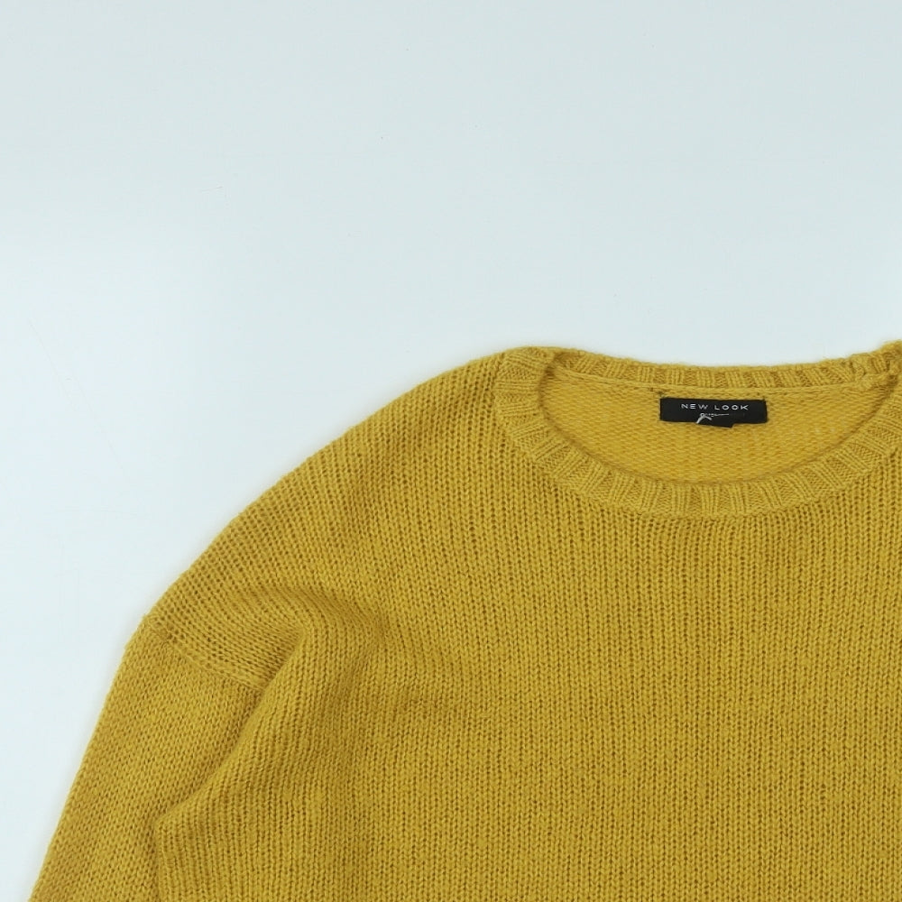 New Look Womens Yellow Round Neck  Acrylic Pullover Jumper Size S