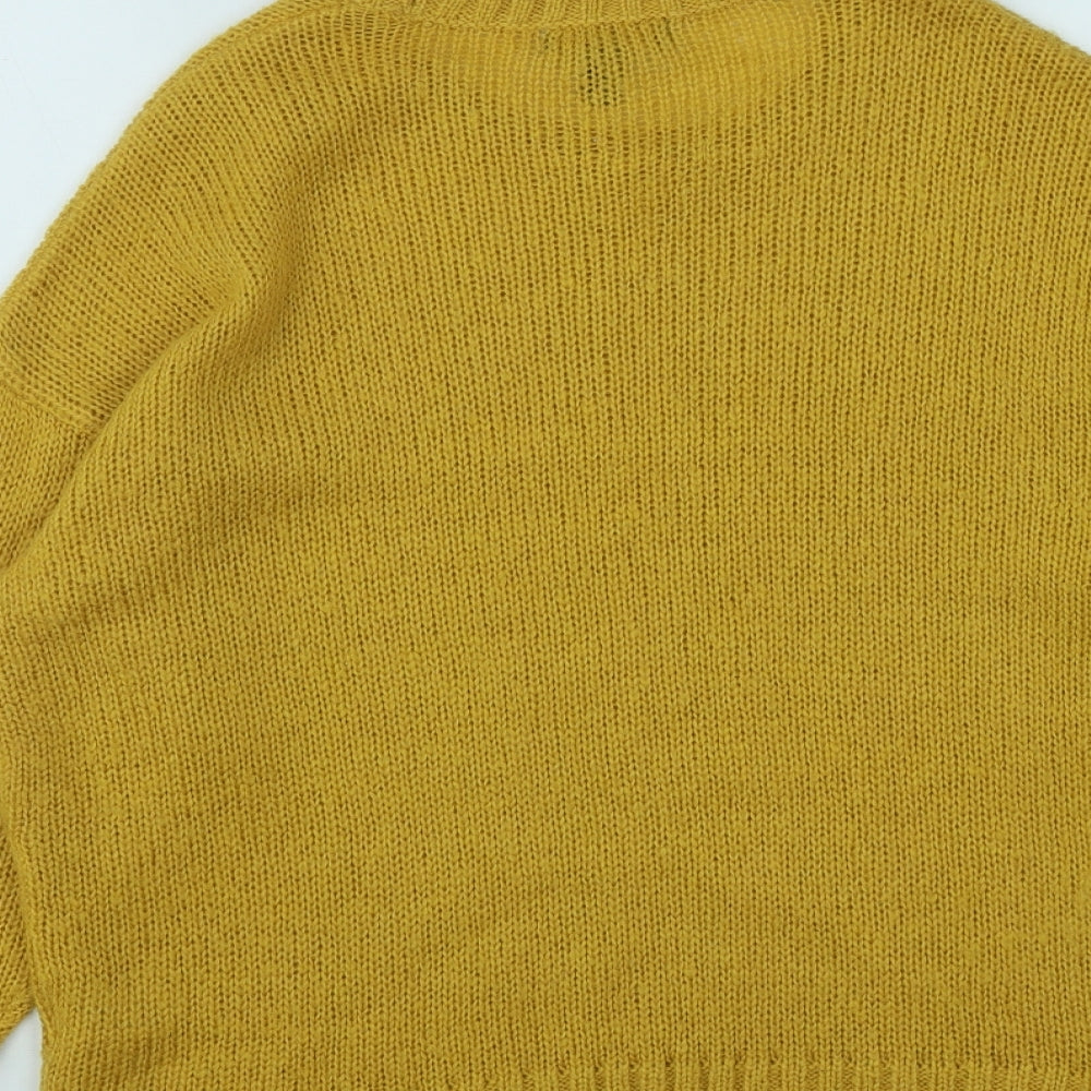 New Look Womens Yellow Round Neck  Acrylic Pullover Jumper Size S