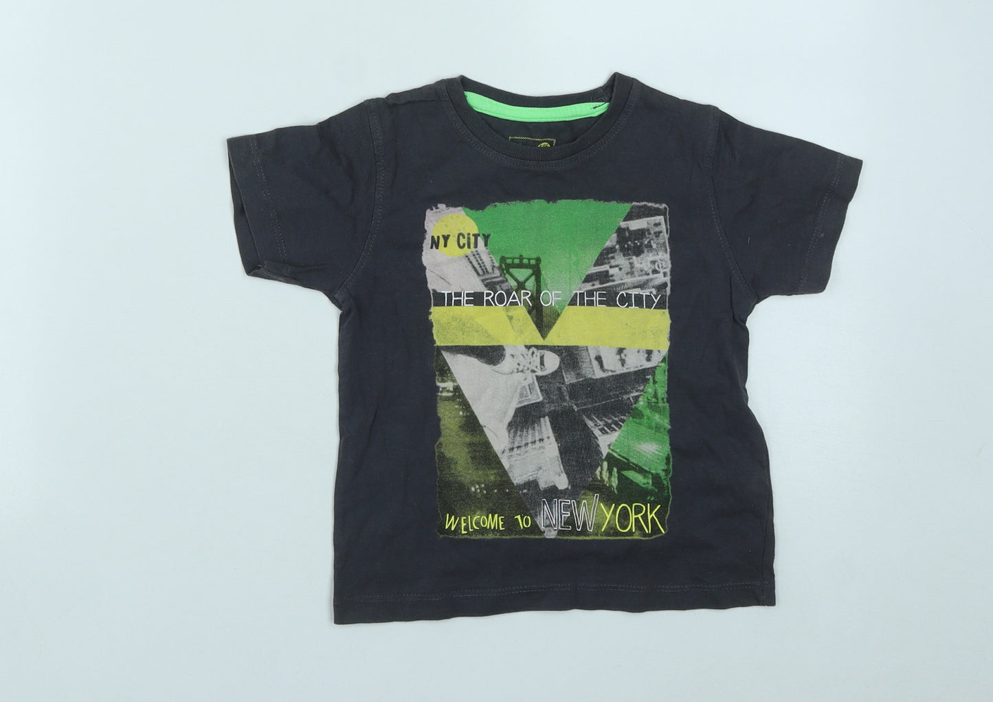 Losan Boys Grey  Cotton Basic T-Shirt Size 2 Years Round Neck