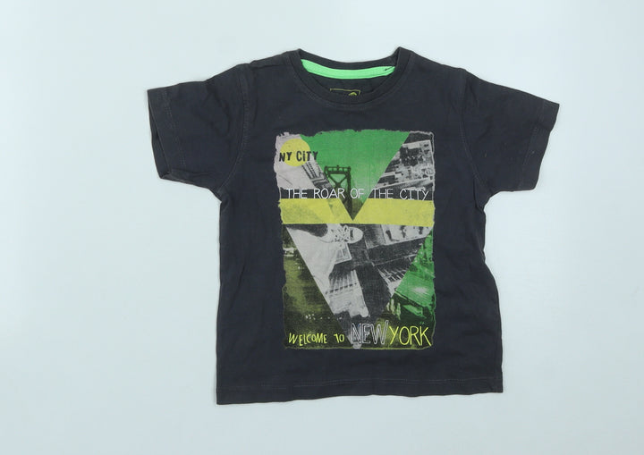 Losan Boys Grey  Cotton Basic T-Shirt Size 2 Years Round Neck