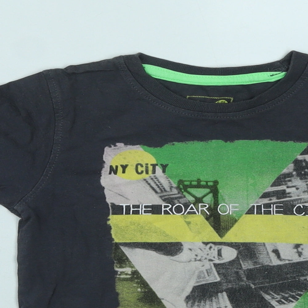 Losan Boys Grey  Cotton Basic T-Shirt Size 2 Years Round Neck