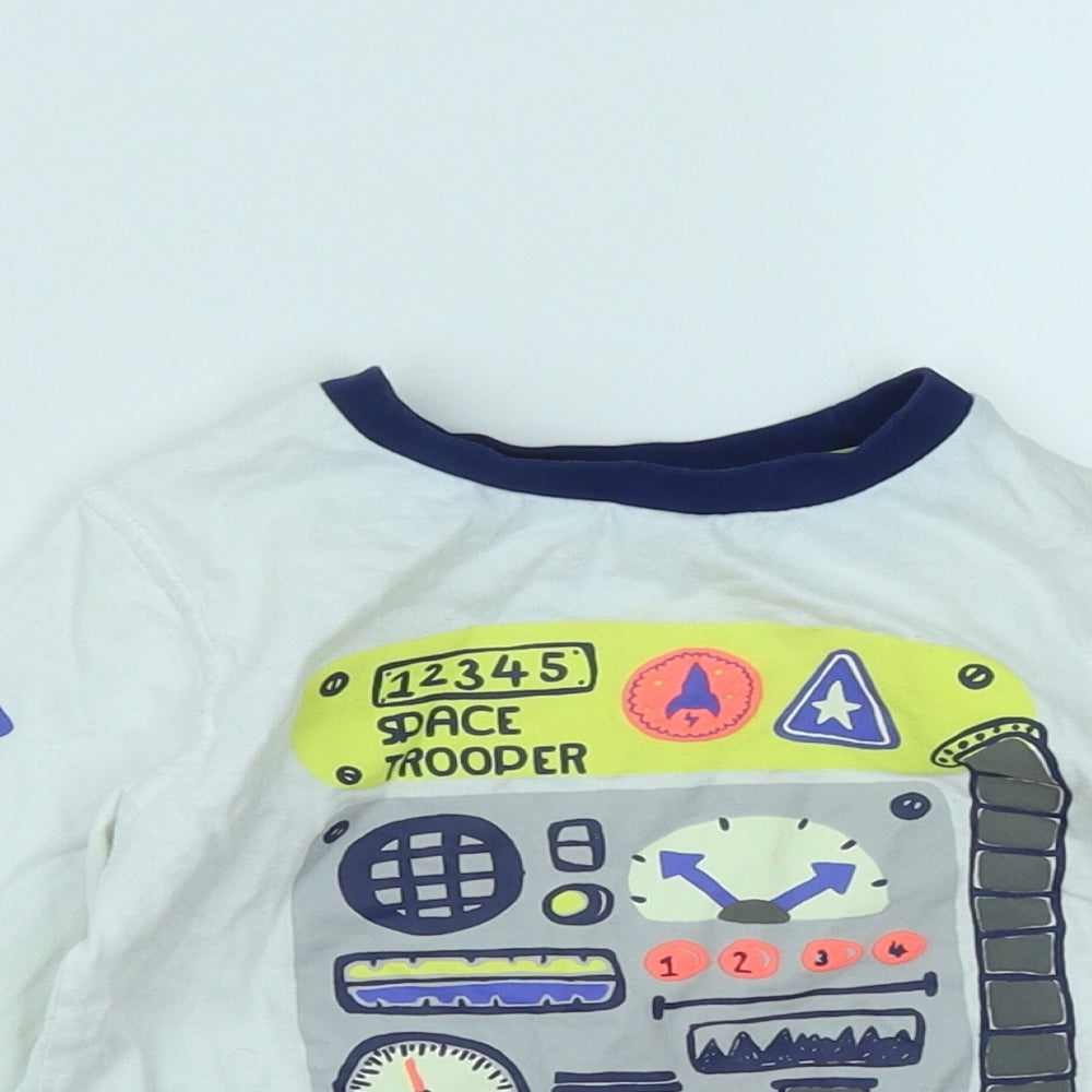 F&F Boys White  Cotton Basic Casual Size 2-3 Years Round Neck  - Space Trooper