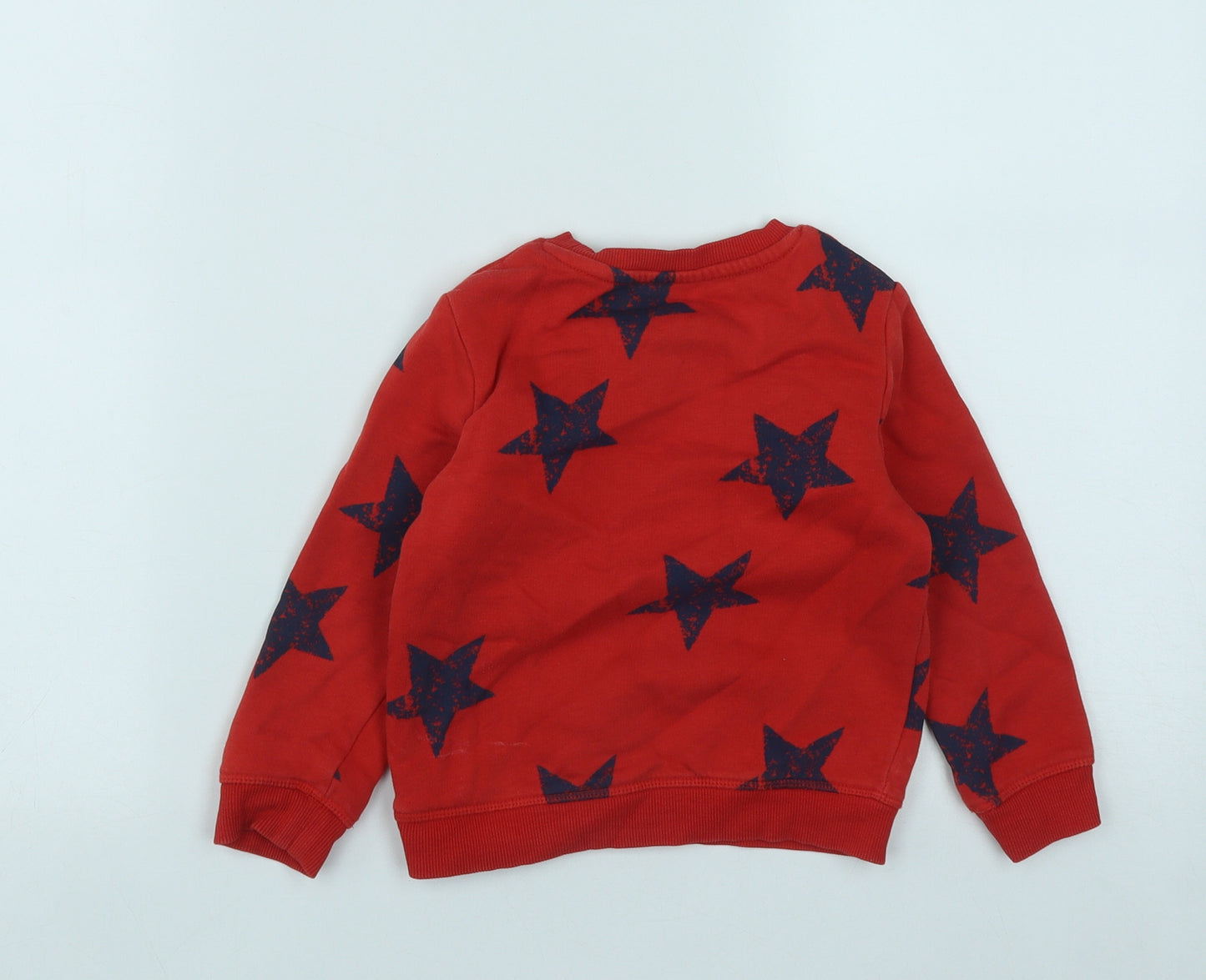 Marks and Spencer Boys Red  Cotton Pullover Sweatshirt Size 2-3 Years   - star Print