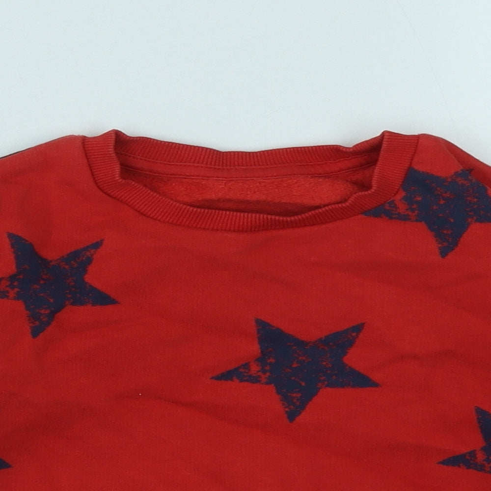 Marks and Spencer Boys Red  Cotton Pullover Sweatshirt Size 2-3 Years   - star Print