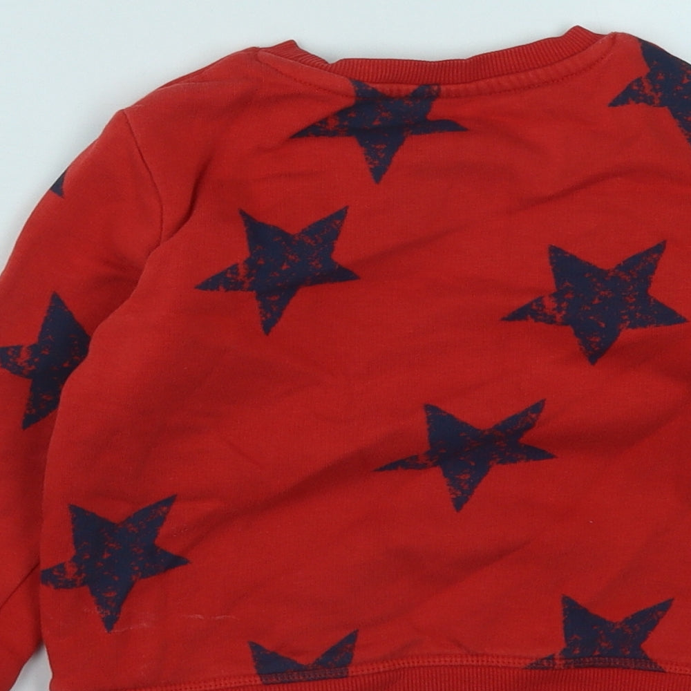 Marks and Spencer Boys Red  Cotton Pullover Sweatshirt Size 2-3 Years   - star Print