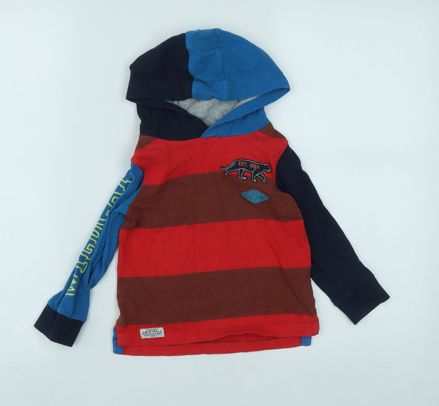 Marks and Spencer Boys Multicoloured  Cotton Pullover Hoodie Size 2-3 Years