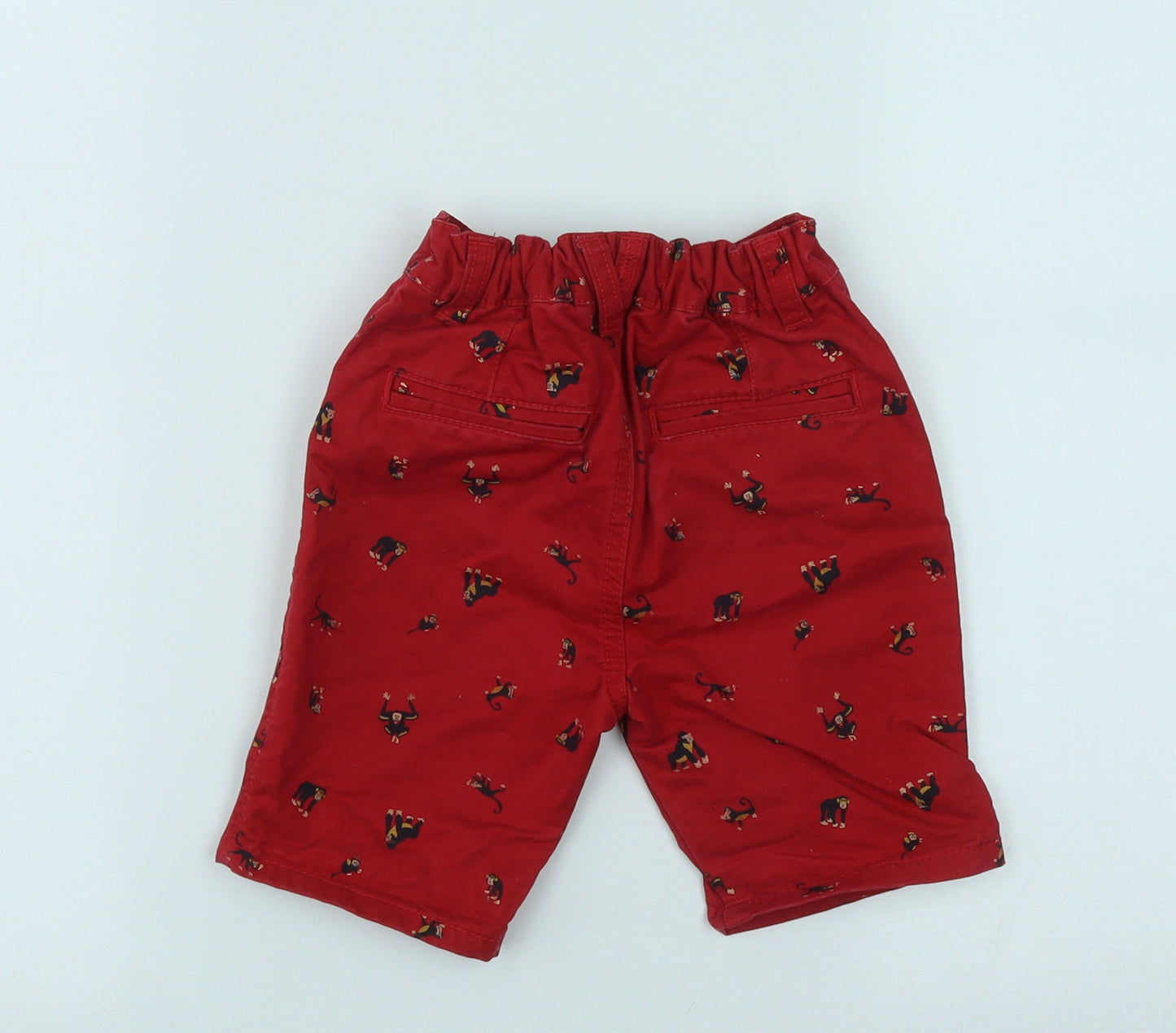 TU  Boys Red  Cotton Bermuda Shorts Size 2-3 Years  Regular  - Gorilla Print